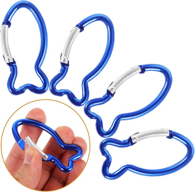 NOLITOY 10Pcs Fish Shaped Carabiner Clips: Aluminum Alloy Spring Hooks - Mountaineering Hooks for Outdoor Camping Hiking Fishing Backpack Belt Keys