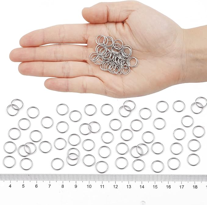 300pcs 10mm Stainless-Steel Jump Rings for Jewelry Making - 18 Gauge Silver Open Rings for DIY Bracelets, Earrings & Necklaces