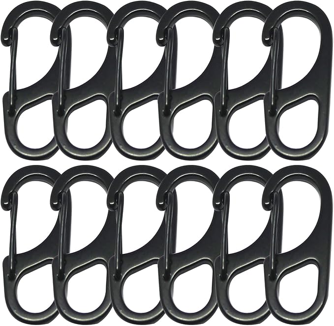 Small Carabiner Clips 1.25 inch/1.85 inch Snap Hooks with Fixed Eye Spring Gate Keychain Parocord Rope Clasps Accessories