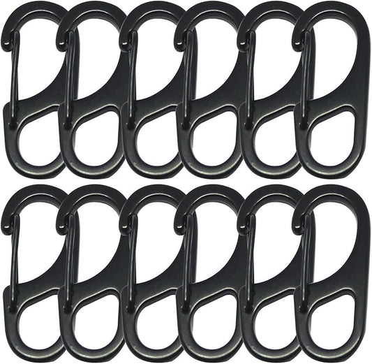 Small Carabiner Clips 1.25 inch/1.85 inch Snap Hooks with Fixed Eye Spring Gate Keychain Parocord Rope Clasps Accessories