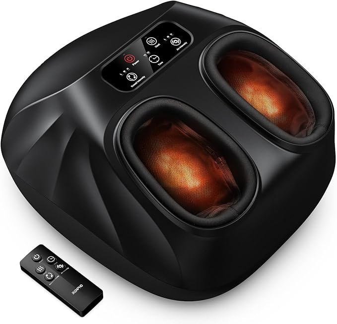RENPHO Foot Massager Machine with Heat [2026 Upgraded], Shiatsu Foot Massager for Plantar Fasciitis, Cordless Control, FSA Eligible HSA Store Eligible, Up to Size 14, BK