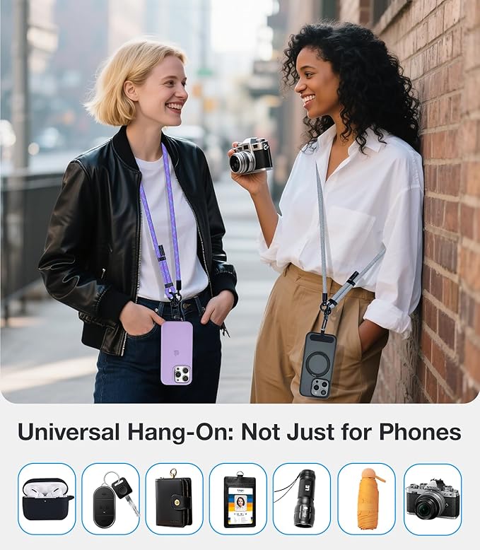 Phone Lanyard Crossbody, 3-in-1 Neck Strap& Wrist Strap, Adjustable Anti-Theft Lanyard with 2 Phone Tether Tabs, Universal Cell Phone Strap for All Case,Travel Essential, Pink