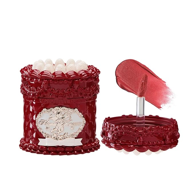 Flower Knows Strawberry Cupid Cake Lip Cream,Long Lasting Warm Red Matte Lipstick,Hydrating Lip Stain,Transfer & Smudge-Proof Velvet Liquid Lipstick for Girls&Women,0.17 Fl Oz(V09 Velvet)
