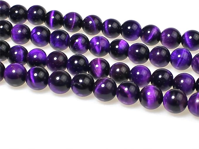 MJDCB Stone Beads 6mm 60pcs Round Purple Tiger's Eye Loose Gemstone Bead Charms for Jewelry Making Bracelet Necklace Earring Pendant
