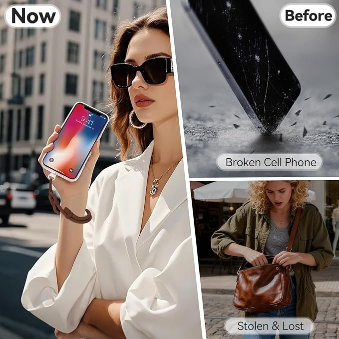 Phone Wrist Strap with 2 Phone Tether Tab, 2 Pack Adjustable Anti-Theft Cell Phone Lanyard for Travel & Outdoors