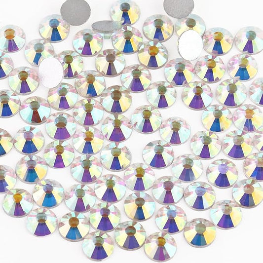1440PCS SS10 Crystal AB Flatback Rhinestones Round Gems for Nail Art and Craft Clothes, Glue Fix Crystal Glass Diamond Stones (2.7-2.8mm)