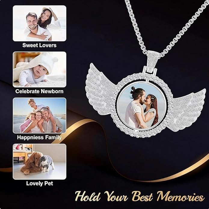 CLYLIFE Picture Necklace Personalized Photo,Custom Disc/Heart Pendant for Men Women Dad Mom Customized Necklace with Chain Photos Memorial Gifts for Mother's Day, Birthday, Anniversary