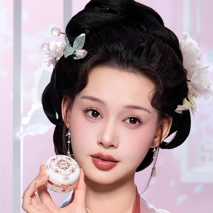 Flower Knows Butterfly Cloud Collar Rouge Box Highlighting & Blush Duo Powder,Peach+Pink Two Tone Matte Blush for Cheeks Bulidable & Blendable Palette for Women & Girls,0.21 Oz(01 Rouge Snow)