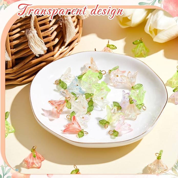 Jetec 50 Pieces Resin Charm Pendant Jewelry Finding Charm DIY Decor Making Resin for Women Bracelet Necklace Earrings Keychain Craft