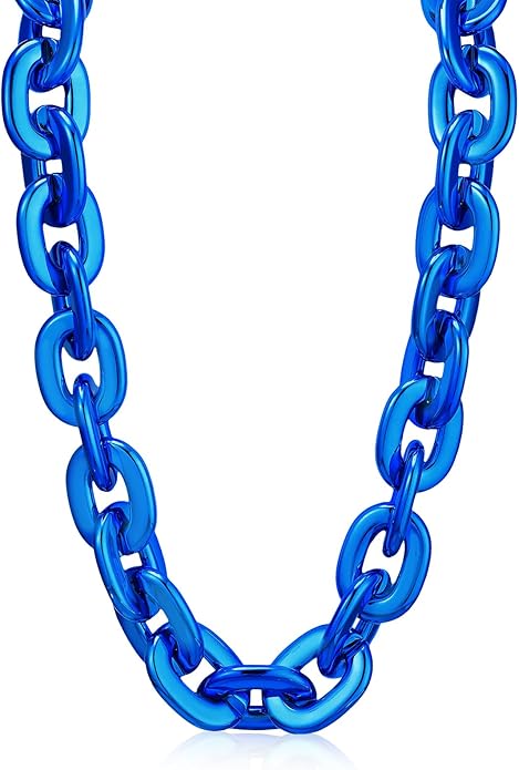 Remuuly Plastic Chain Necklace Chunky Big Fake Necklace Hip Hop Rapper Giant Turnover Chain Costume for Halloween