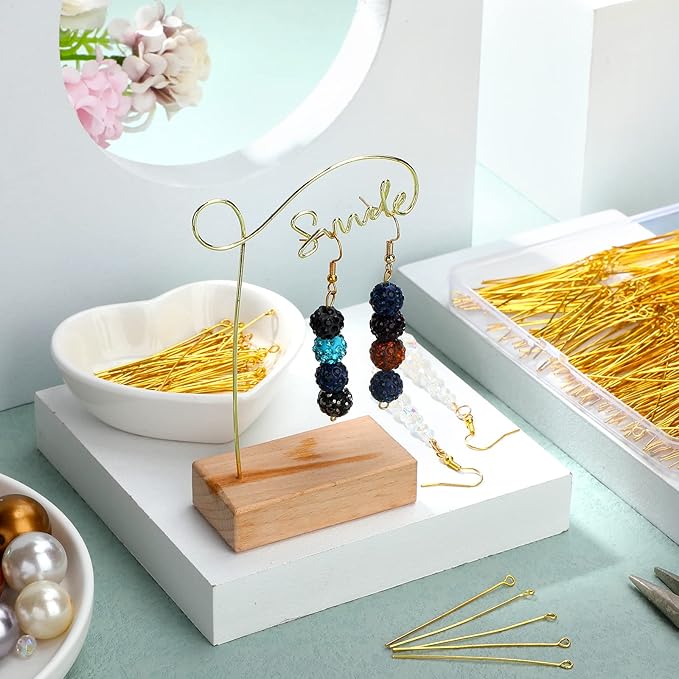 Sureio 500 Pieces 2 Inch 50 mm Eye Pins for Jewelry Making DIY Earring Eye Pins Jewelry Making Supplies for Craft Bracelet Necklace Pendant Accessories Supplies(Gold)