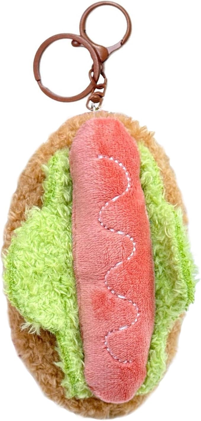 Super Cute Realistic Plush Cherry Cake Sandwich Hamburger Hotdog Bread Keychain Key Ring Bag Charm Pendant