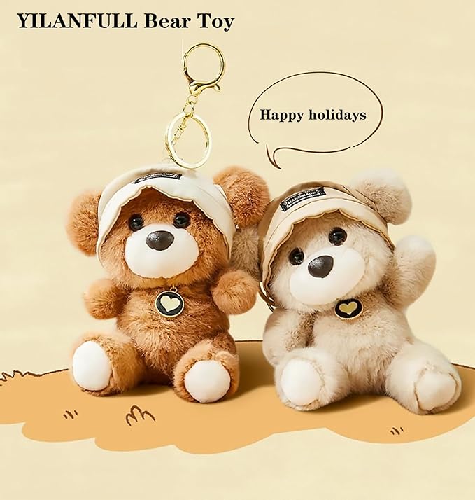 Cute Key Chain Plush Bear Bag Charm Teddy Bear Keychain Gift For Handbag,Purse, Backpack, Car Keys