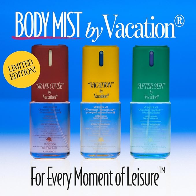VACATION" Body Mist, Perfumed Body Spray for Women & Men, Coconut, Banana, Pool Water & Swimsuit Fabric Scent, Layer with Eau de Toilette, Beach Summer Fragrance, Travel Size 3 fl oz