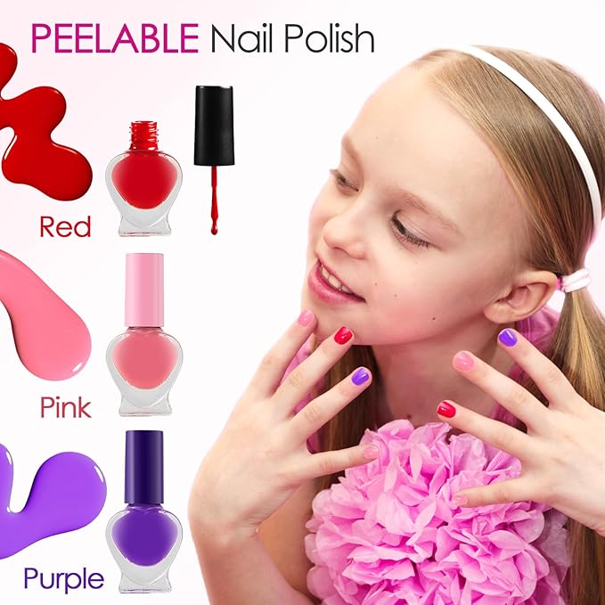 Golray Teen Makeup Kit for Girls Ages 8-12, Starter Full Make up Set With Train Case / 4 Eyeshadow Pallets/Blush/Lipstick/Brush, Kid Birthday Gift Beauty Toy for Girl 9 10 11 12 Years