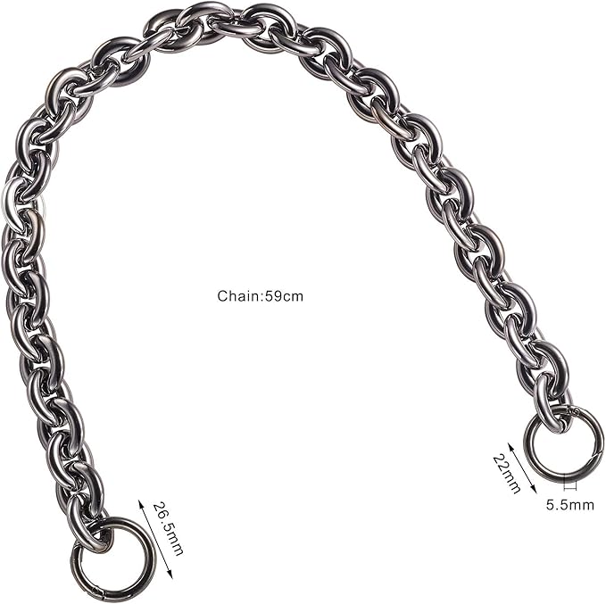 LiQunSweet Acrylic Shoulder Strap Gunmetal Color for Bag Purse Handbag Straps Replacement Decoration Accessories - 59cm
