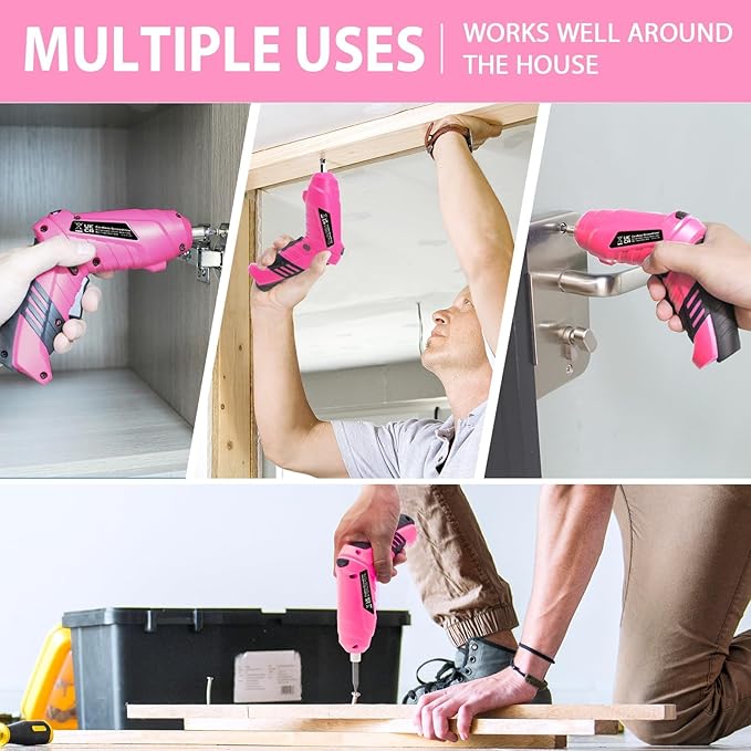 Cordless Power Screwdriver Electric Screwdriver Rechargeable Set, Battery Powered Screwdriver Kit Including 49pcs Bits, Pivoting Handle and LED Lights Small Drills Cordless