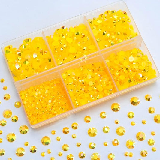 3000PCS Resin Flatback Rhinestone, 2mm 3mm 4mm 5mm 6mm Topaz AB Flatback Jelly Resin Rhinestones for Tumblers, Mugs, Bottles, Craft Decoration, Loose Bling Glitter Gem Stone