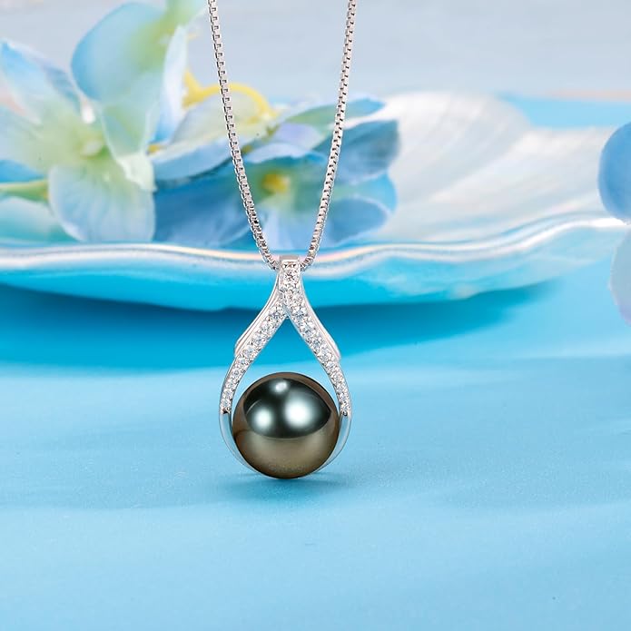 NONNYL Gifts for Women Mom Her Girlfriend Grandma Wife on Christmas Day Mothers Day Valentines Birthday Gifts Wedding Gift Jewelry Anniversary Tahitian Black Pearl Necklaces