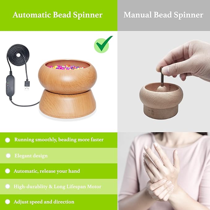 Xmada Electric Bead Spinner - Bead Spinner with 2PC Beading Needles and Seed Beads, Waist Beads Kit, Bead Spinner for Jewelry Making, Electric | Speed Adjustment Beading Tools (Pink)