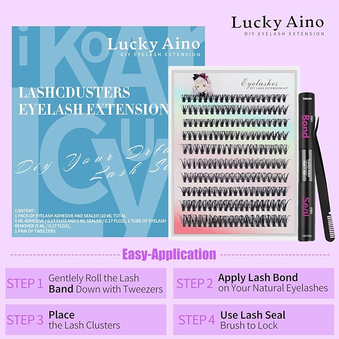 Lash Clusters Kit 10-16mm Natural Volume Lashes with Soft Fibre Thin Band, 200PCS Wispy Eyelash Clusters for Gentle Bonding & Beginner Friendly, DIY Individual Lashes