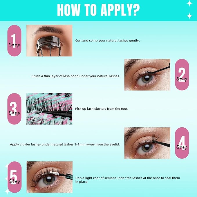 Lash Clusters Wispy 280PCS Eyelash Extension 80D Cluster Lashes Individual Lashes DIY Lash Extension Natural Look Cluster Eyelash Extensions Soft False Eyelashes at Home for Beginners(14mm)