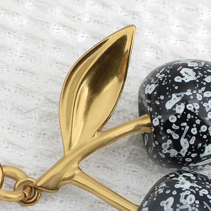 Cherry Keychain for Purse - Resin Alloy Silver Cherry Bag Charm，Cute Fruit Accessory for Women/Gift/Home/Car
