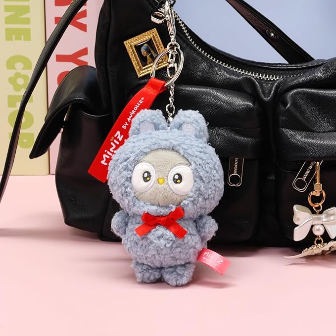 Anirollz Miniz Plush Charm Cute Stuffed Animal Keychain Kawaii Mini Bag Accessory Collectible Pocket Toy for Kids & Adults