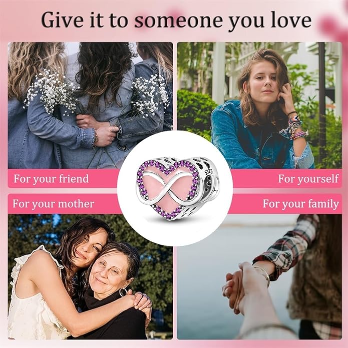 HONGRUI 925 Sterling Silver Charm for Bracelets Necklace Fashion Heart Bow Flower Family Butterfly Pendant Bead Charm for Women Festival jewelry gifts