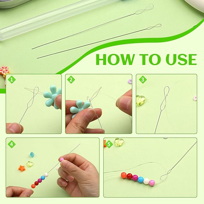 UOOU 32 Pcs Beading Needles Set, 8 Sizes Big Eye Seed Bead Needles,Twist Beading Needles, Jewelry Making Supplies Beading Needle for Jewelry Making