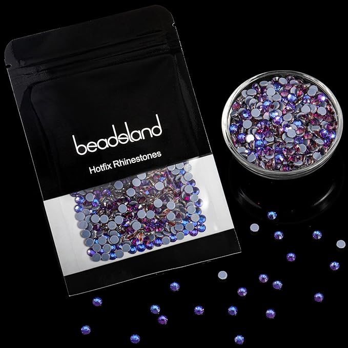 Beadsland Hotfix Rhinestones, 1440pcs Flatback Crystal Rhinestones for Crafts Clothes DIY Decorations, Purple Velvet, SS12, 3.0-3.2mm
