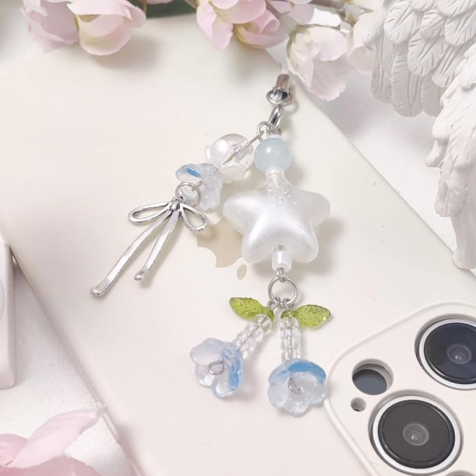 1-4PCS Cute Phone Charms Aesthetic Y2K Cell Phone Charms Strap Pink Strawberry Butterfly Star PhoneCharm Y2K Accessories for Bag Keychain Airpods Camera Pendants Decor