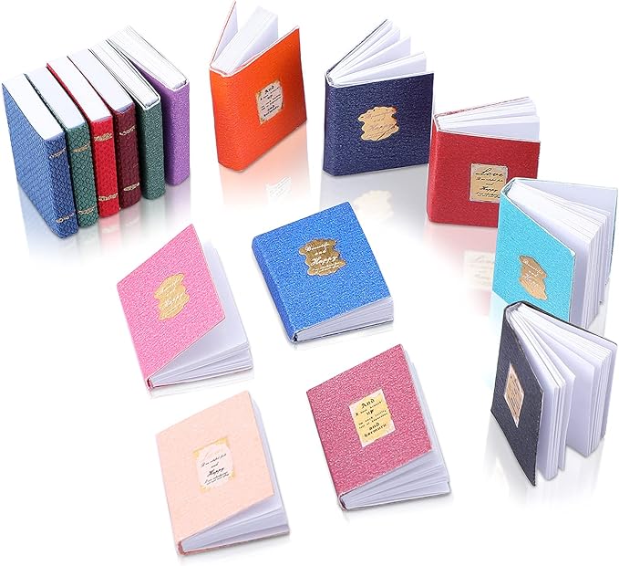 Sumind 16 Pcs 1:12 Miniatures Dollhouse Books, Assorted Timeless Miniatures Books, Mini Dollhouse Accessories Toy Supplies Decoration for Boys and Girls(Colorful Style)