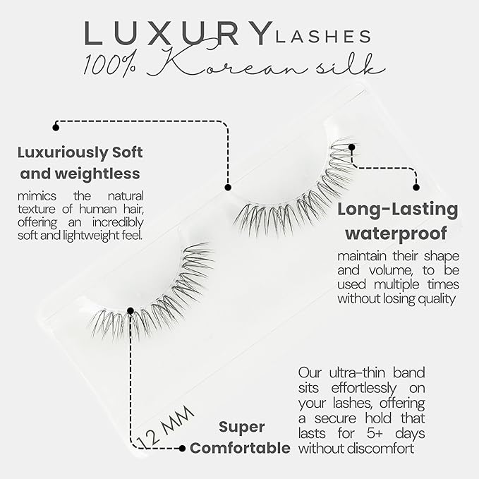 GAZELLE Luxury Natural Lash Clusters, Soft Korean Silk PBT Fibers, DIY Cluster Eyelash Extensions, Comfortable Wear, Lasts 10 Days – The secret – 12mm