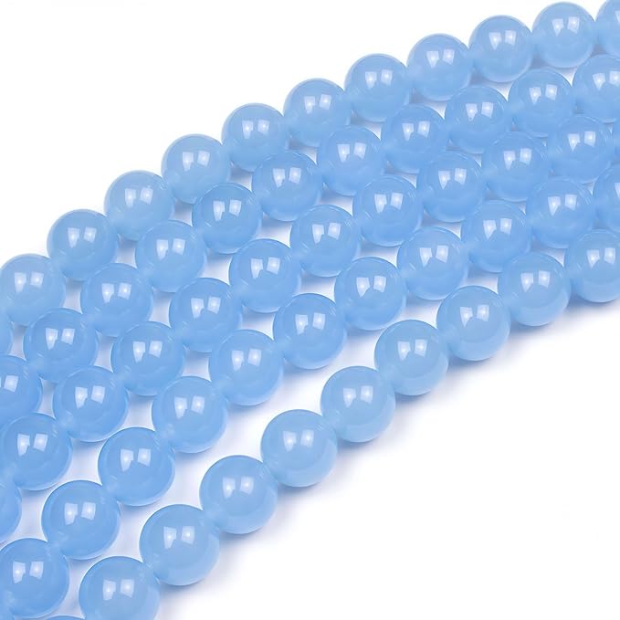 MJDCB Natural Aquamarine Chalcedony Round Loose Beads for Jewelry Making DIY Bracelet Necklace (4mm)