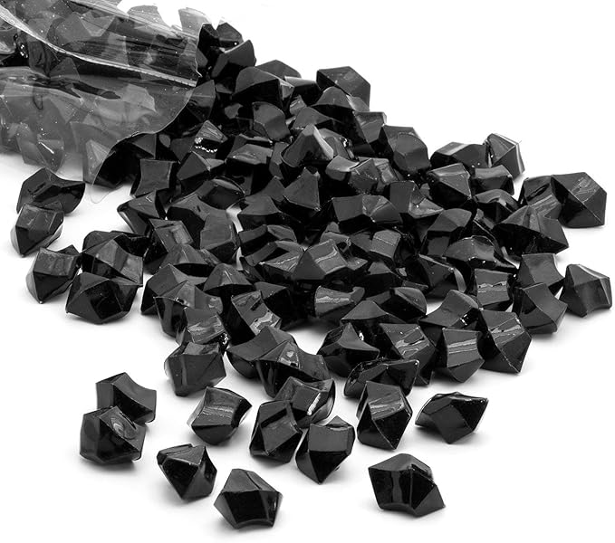 WGV Acrylic Ice Rock Crystals Treasure Gems for Table Scatters, Vase Fillers, Wedding, Banquet, Party, Event, Birthday Decor (Approx 150 pcs per Bag), 10 Bags, Black