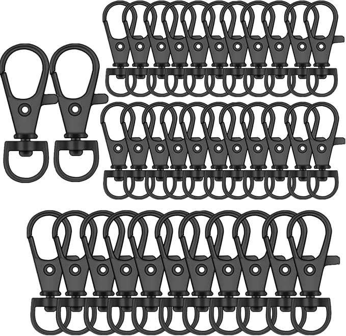50PCS Key Chain Clip Hooks, Swivel Clasps Lanyard Snap Hook, Keychain Hooks for Lanyard Key Rings Crafting Gun Black