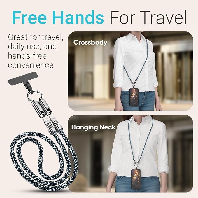 TOP-UP Lanyard – Cell Phone Strap with 240W USB C Charging & Data Cable – Durable Travel Essentials for iPhone 17/16/15