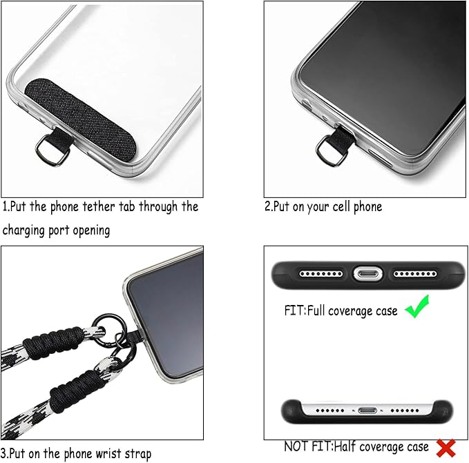 2Pcs Phone Wrist Strap,Universal Cellphone Lanyard with 2pcs Tether Tab,Lanyards for Women and Men