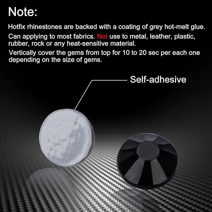 Jollin Hot Fix Crystal Flatback Rhinestones Glass Diamantes Gems 4.8mm(20ss 1440pcs, Jet)