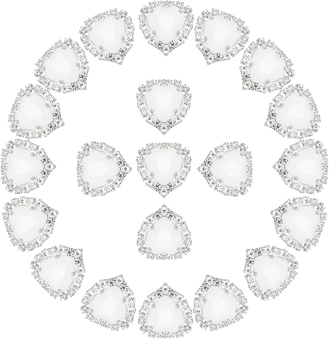 PATIKIL 30PCS Heart Rhinestones, Sew on Rhinestones Buttons Crystal Heart Nail Charm Embellishment Flatback Diamond for Sewing DIY Clothing Wedding, White