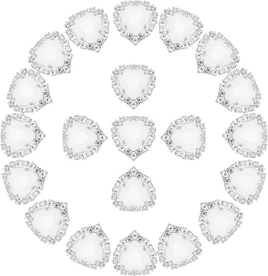 PATIKIL 30PCS Heart Rhinestones, Sew on Rhinestones Buttons Crystal Heart Nail Charm Embellishment Flatback Diamond for Sewing DIY Clothing Wedding, White