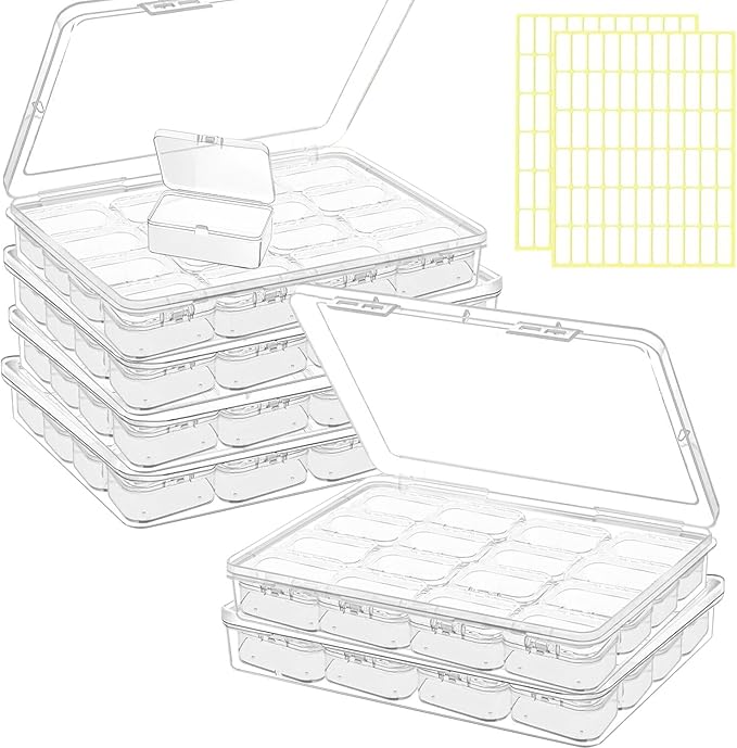 102pcs Bead Storage Containers, Bead Organizer Boxes And Craft Storage Boxes For Bracelet Making Diy Jewelry Craft Nails, Bracelets, Jewelry, Diamonds, Clay Beads, Screws(6 Pack 96pcs)