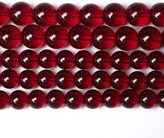 10MM 36PCS Garnet Red Glass Crystal Spacer Loose Beads for Jewelry Making DIY Bracelet 15 Inches 1 Strand