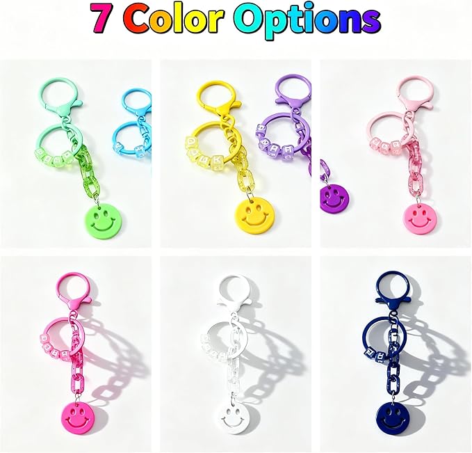nikkiGuo Acrylic Bear Bead Chain Buckle Bracelet Necklace Jewelry DIY Necklace, Mask, and Eyewear Chain Making Kit Colorful Chain Buckle (Smiling Keychain)