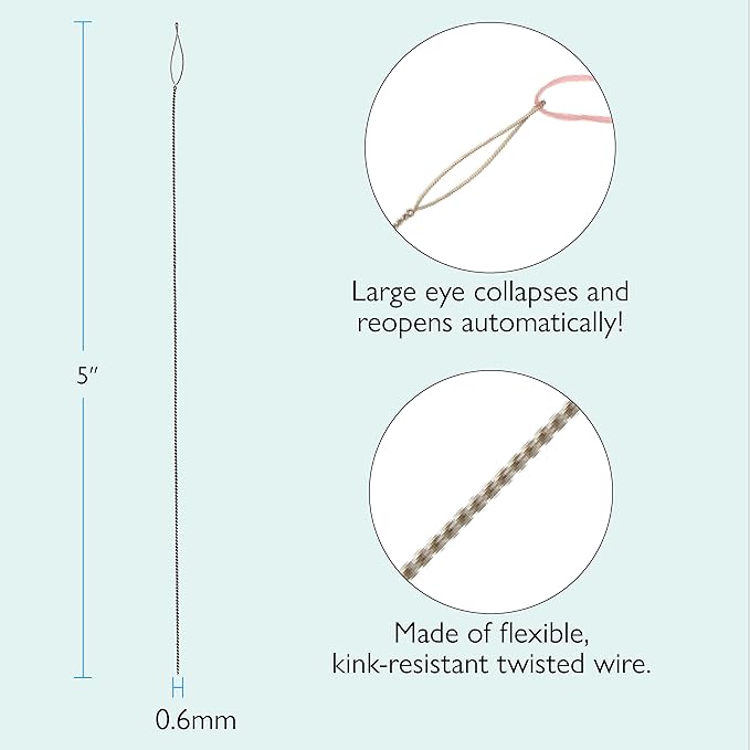 The Beadsmith Basic Elements Collapsible Eye Needles – 5 Inch Long – Flexible Twisted Wire – Large Eye, Easy to Thread – 4 Extra Heavy Needles