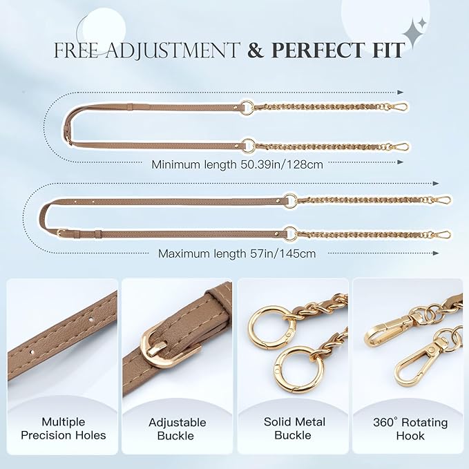 TiMOVO 2-in-1 Phone Lanyard Crossbody, Adjustable Phone Strap for Most Smartphones, PU Strap Combo with Metal Chain for Women