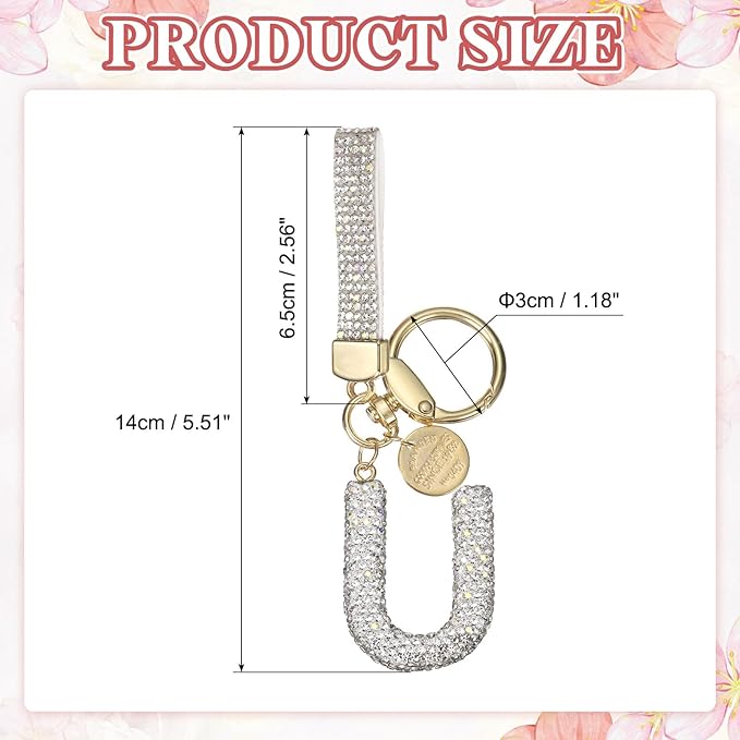 PATIKIL Initial Letter Keychain, Cute Sparkly Rhinestone Key Chain Alphabet Charm for Car Keys Handbags Purse