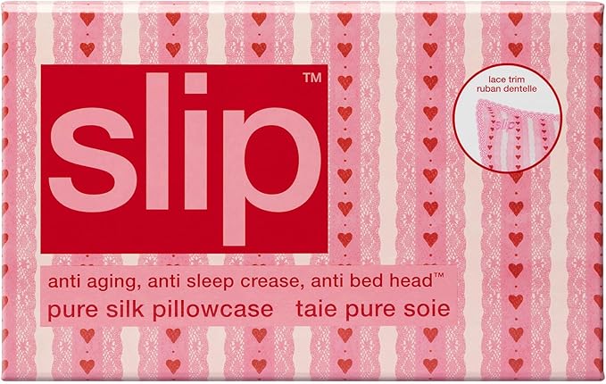 slip The Original Queen Pure Silk Pillowcase – Sweetie Limited Edition with Lace Trim – 100% Pure Mulberry Slipsilk™ – Anti-Frizz, Anti-Crease, Anti-BedHead