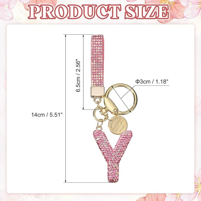 PATIKIL Initial Letter Keychain, Cute Sparkly Rhinestone Key Chain Alphabet Charm for Car Keys Handbags Purse